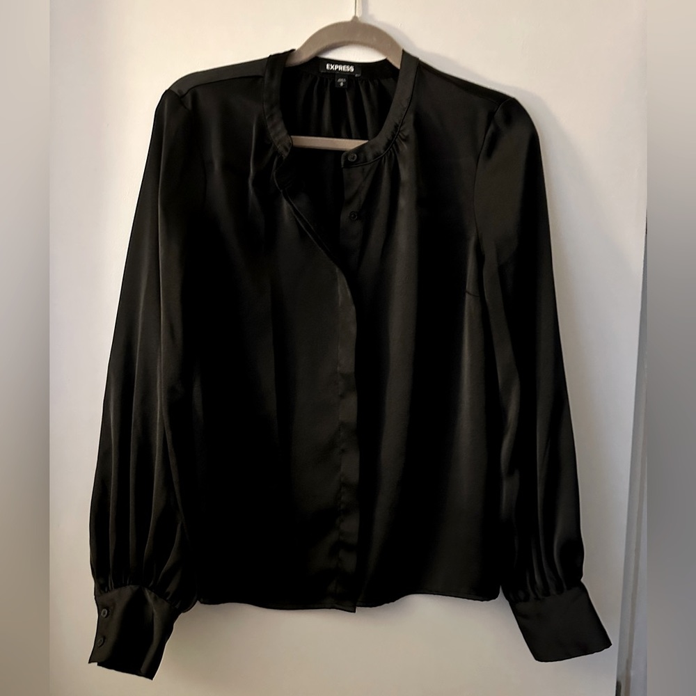 Black silky button down Express shirt.